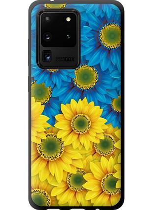 Чехол tpu патриотический на телефон samsung galaxy s20 ultra жёлто-голубые цветы "1048b-1831-58250"