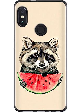 Чехол 2d пластиковый на телефон xiaomi redmi note 5 енотик с арбузом "4605t-1516-58250"