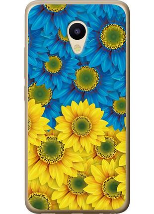 Чехол 2d пластиковый патриотический на телефон meizu m5 жёлто-голубые цветы "1048t-420-58250"