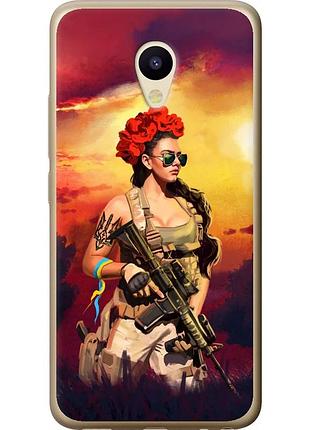 Чохол силіконовий патріотичний на телефон meizu m5 українка зі зброєю "5316u-420-58250"