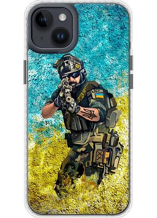 Чохол чехол bumper патріотичний на телефон iphone 14 plus воїн зсу "5311pc-2645-58250"