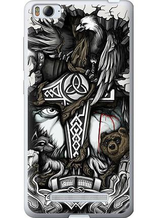 Чохол 2d пластиковий на телефон xiaomi mi4i тату вікінг "4098t-177-58250"