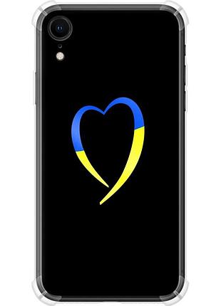 Чехол силикон с усиленными углами патриотический на телефон iphone xr жёлто-голубое сердце "885sp-1560-58250"