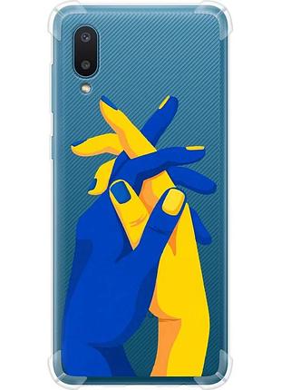 Чехол силикон с усиленными углами патриотический на телефон samsung galaxy a02 a022g stand with ukraine