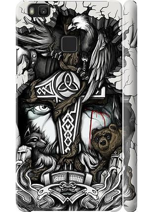 Чехол 3d пластиковый глянцевый на телефон huawei p9 lite тату викинг "4098c-298-58250"