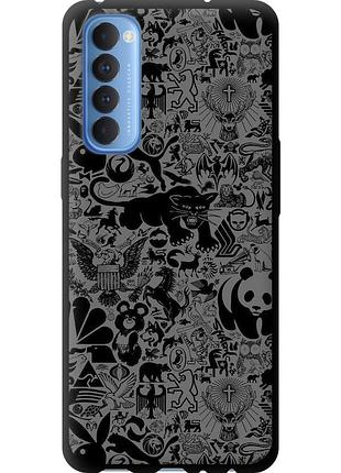 Чохол tpu на телефон oppo reno 4 pro чорно-сірий стікер бомбінг "2432b-2024-58250"