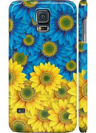 Чехол 3d пластиковый матовый патриотический на телефон samsung galaxy s5 g900h жёлто-голубые цветы