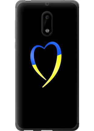 Чохол 2d пластиковий патріотичний на телефон nokia 6 жовто-блакитне серце "885t-898-58250"