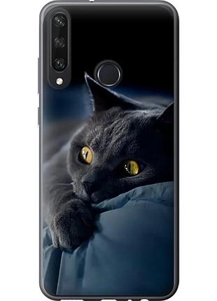 Чехол 2d пластиковый на телефон huawei y6p дымчатый кот "825t-1952-58250"