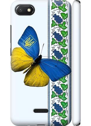 Чохол 3d пластиковий матовий патріотичний на телефон xiaomi redmi 6a жовто-блакитний метелик "1054m-1531-58250"