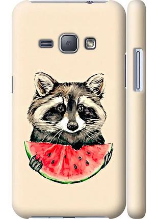 Чохол 3d пластиковий глянцевий на телефон samsung galaxy j1 (2016) duos j120h єнотик з кавуном "4605c-262-58250"