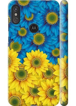 Чехол 3d пластиковый матовый патриотический на телефон motorola one power жёлто-голубые цветы