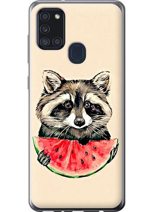 Чехол 2d пластиковый на телефон samsung galaxy a21s a217f енотик с арбузом "4605t-1943-58250"