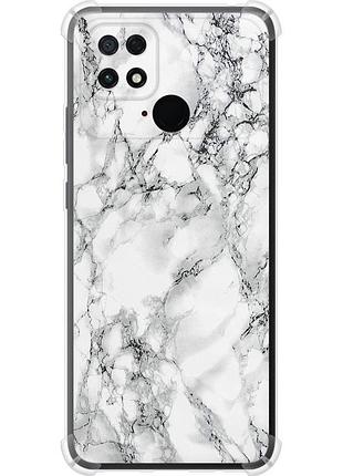 Чехол силикон с усиленными углами на телефон xiaomi poco c40 мрамор белый "4480sp-2701-58250"