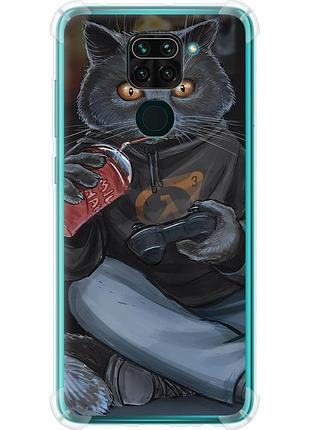 Чехол силикон с усиленными углами на телефон xiaomi redmi note 9 gamer cat "4140sp-2017-58250"