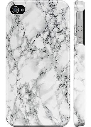 Чехол 3d пластиковый глянцевый на телефон iphone 4s мрамор белый "4480c-12-58250"