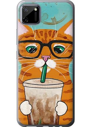 Чохол силіконовий на телефон realme c11 2020 зеленоокий кіт в окулярах "4054u-2031-58250"