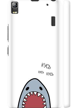 Чехол 3d пластиковый матовый на телефон lenovo a7000 акула "4870m-120-58250"