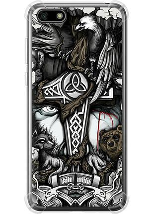 Чехол силикон с усиленными углами на телефон huawei y5 2018 тату викинг "4098sp-1500-58250"