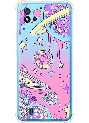 Чохол силіконовий протиударний с посиленими кутами на телефон realme c20a рожева галактика "4146sp-2416-58250"