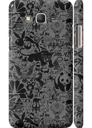 Чохол 3d пластиковий матовий на телефон samsung galaxy j2 prime чорно-сірий стікер бомбінг "2432m-466-58250"