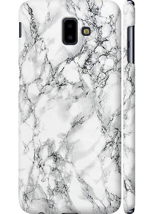 Чехол 3d пластиковый матовый на телефон samsung galaxy j6 plus 2018 мрамор белый "4480m-1586-58250"