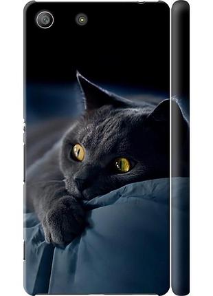 Чехол 3d пластиковый глянцевый на телефон sony xperia m5 e5633 дымчатый кот "825c-217-58250"