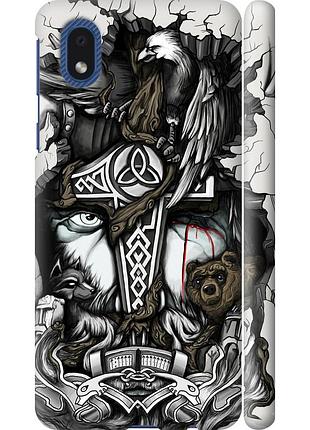 Чохол 3d пластиковий матовий на телефон samsung galaxy a01 core a013f тату вікінг "4098m-2065-58250"