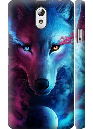 Чехол 3d пластиковый матовый на телефон lenovo vibe p1m арт-волк "3999m-154-58250"
