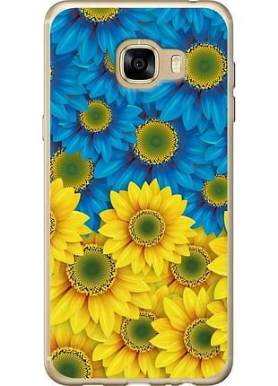 Чохол 2d пластиковий патріотичний на телефон samsung galaxy c5 c5000 жовто-блакитні квіти "1048t-301-58250"