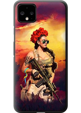 Чехол силиконовый патриотический на телефон google pixel 4 xl украинка с оружием "5316u-1754-58250"