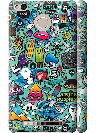Чохол 3d пластиковий матовий на телефон xiaomi redmi 3s стікер бомбінг 1 "693m-357-58250"
