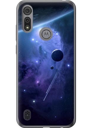Чехол силиконовый на телефон motorola e6s планеты в синем космосе "171u-2001-58250"