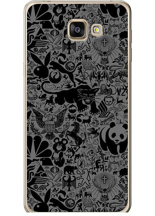 Чехол силиконовый на телефон samsung galaxy a9 pro чёрно-серый стикер бомбинг "2432u-724-58250"