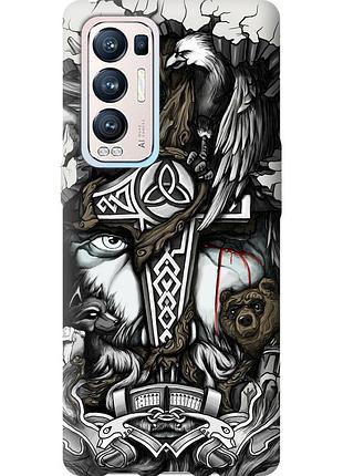 Чехол силиконовый на телефон oppo reno5 pro plus тату викинг "4098u-2243-58250"