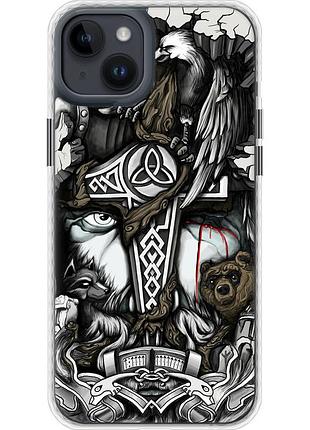 Чехол bumper magsafe на телефон iphone 14 plus тату викинг "4098pm-2645-58250"