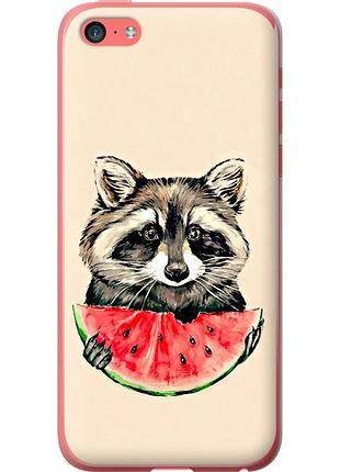 Чехол 2d пластиковый на телефон iphone 5c енотик с арбузом "4605t-23-58250"
