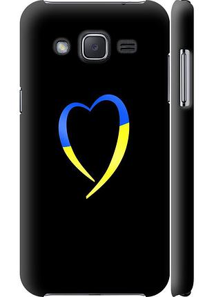 Чохол 3d пластиковий глянцевий патріотичний на телефон samsung galaxy j2 j200h жовто-блакитне серце "885c-190-58250"