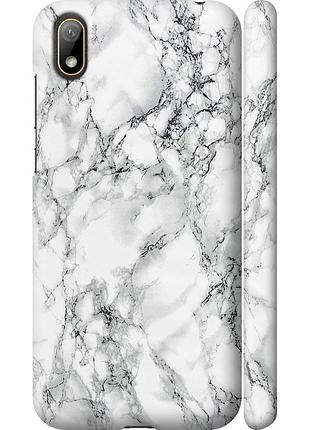 Чехол 3d пластиковый матовый на телефон huawei y5 2019 мрамор белый "4480m-1695-58250"