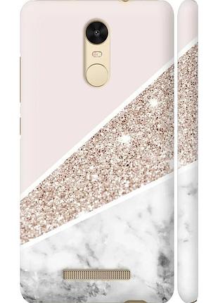 Чехол 3d пластиковый глянцевый на телефон xiaomi redmi note 3 pro пастельный мрамор "4342c-335-58250"