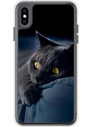 Чехол bumper на телефон iphone xs max дымчатый кот "825pc-1557-58250"