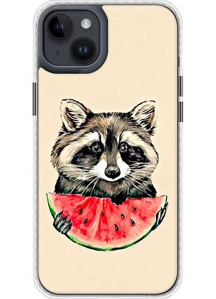 Чехол bumper magsafe на телефон iphone 14 plus енотик с арбузом "4605pm-2645-58250"
