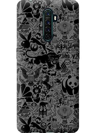 Чохол силіконовий на телефон oppo reno ace чорно-сірий стікер бомбінг "2432u-1964-58250"