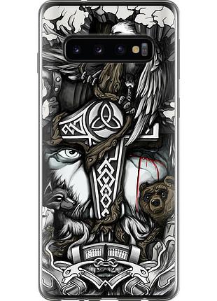 Чохол силіконовий на телефон samsung galaxy s10 тату вікінг "4098u-1640-58250"
