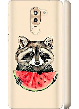 Чохол 3d пластиковий матовий на телефон huawei honor 6x єнотик з кавуном "4605m-460-58250"