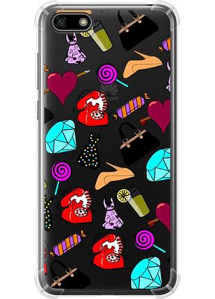 Чехол силикон с усиленными углами на телефон huawei y5 2018 stickers "4757sp-1500-58250"