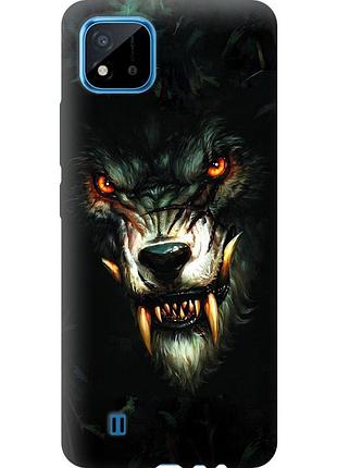 Чехол 2d пластиковый на телефон realme c20a дьявольский волк "833t-2416-58250"