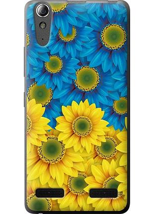Чехол силиконовый патриотический на телефон lenovo a6000 жёлто-голубые цветы "1048u-103-58250"