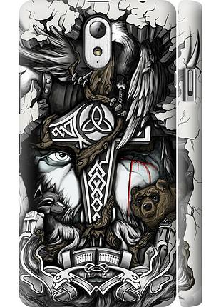 Чехол 3d пластиковый матовый на телефон lenovo vibe p1m тату викинг "4098m-154-58250"