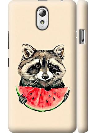 Чохол 3d пластиковий матовий на телефон lenovo vibe p1m єнотик з кавуном "4605m-154-58250"